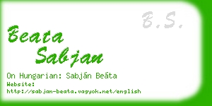 beata sabjan business card
